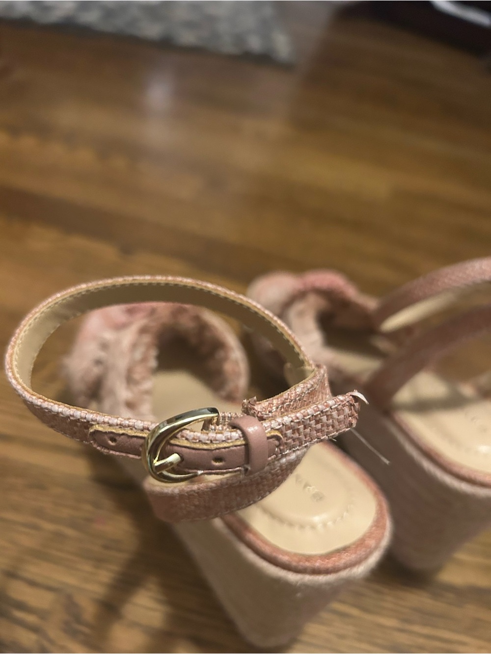 Bandolino Blush Pink Raffia Wedge Sandal with Ankle Strap 0051 - Picture 5 of 13